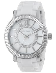Vince Camuto Womens VC/5113MPWT Swarovski Crystal Accented Silver-Tone and White Ceramic Bracelet Watch