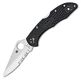Spyderco C11PSBK Delica Lockback Knife, Black, 7.13-Inch