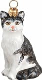 The Pet Set Blown European Glass Cat Ornament by Joy to the World Collectibles - Black & White Shorthair