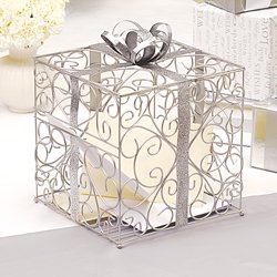 Silver Glitter Reception Gift Card Holder Cage
