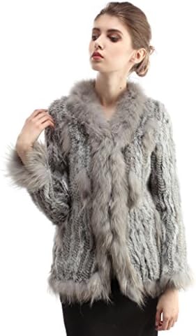Womens Real Natural Rabbit Fur Warm Coats Raccoon Fur Vests Collar Jackets