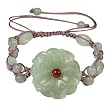 Natural Grade A Jadeite Jade Daisy Bead Pink Cord Bracelet