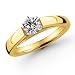 14k Yellow Gold 1/2 Carat Round Cut Cathedral Solitaire Diamond Ring (G-H ; SI1-2)