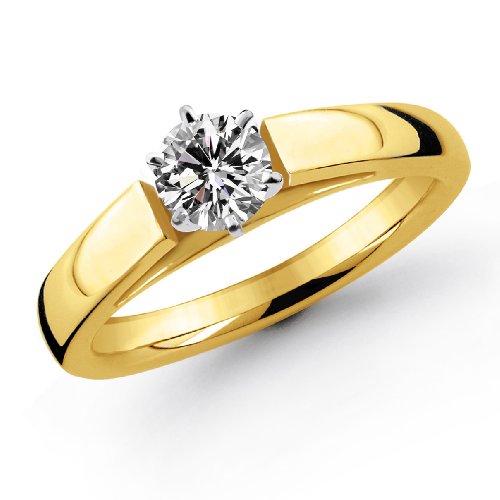 14k Yellow Gold 1/3 Carat Round Cut Cathedral Solitaire Diamond Ring (G H ; SI1 2) 41vRPzz09AL 14k Yellow Gold 1/3 Carat Round Cut Cathedral Solitaire Diamond Ring (G H ; SI1 2)