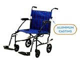 Drive Fly-Light Travel & Transport Chair, 19 Blue Frame and Blue Plaid Upholstery