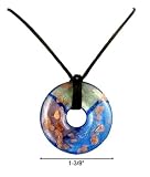 Necklace - N80 - Murano Glass Style - Round Shape ~ Metallic Blue, Purple & Lime