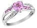 Created Pink Sapphire Heart Ring with Diamonds 1.35 Carat (ctw) in 10K White Gold