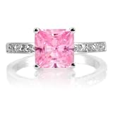 Trista's Promise Ring - Pink Princess Cut CZ