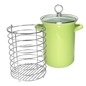 Calypso Basics 3-Quart Asparagus/Vegetable Pot with Porcelain Enamel on Steel, Lime