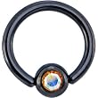 Black Aurora Austrian Crystal Anodized Titanium Ball Captive Ring