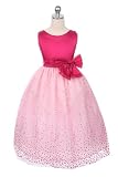 New Two Tone Dotted Flower Girl Dress (Fuchsia or Black/White) 2 to 12 Girls