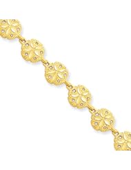 14 Karat Yellow Gold Sand Dollar Bracelet - 7 Inch