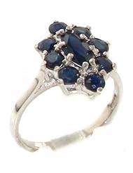 Luxury Solid 925 Sterling Silver 2.2ct Natural Sapphire Cluster Ring - Finger Sizes 4 to 12 Available
