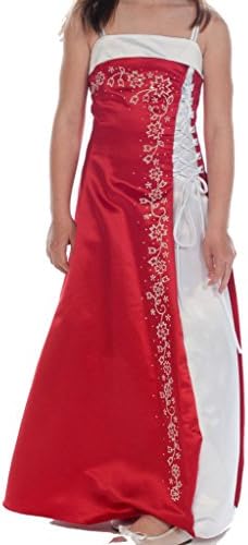 Rosa Renata Satin Wedding Flower Girl Party Dress 0343,Size 5,Red