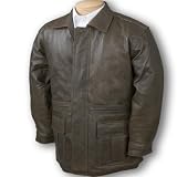 Brown Distressed Buffed Leather Field Jacket