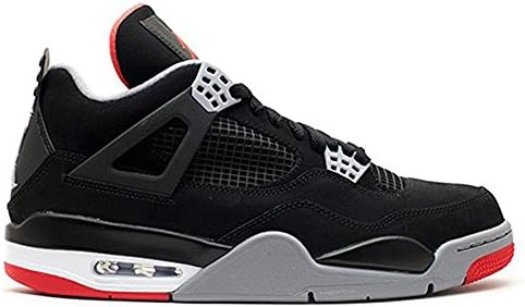 J0RDAN men's Air Jordan 4 Retro 308497 089 black/cement grey/fire red Size 10