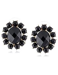 Cabochon Floral Gold Tone Button Earrings