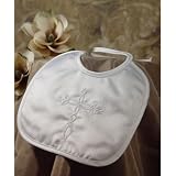 Boys Matte Satin Bib with Embroidered Cross