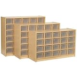 IMAGE OF 30-Tray Cubbie Unit with Trays Finish: Maple, Trim color: Black