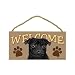 pug27  - Pug Black color Wood Welcome Door Sign 5x10
