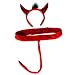 Plush Red Devil Headband Horns and Tail Costume Set