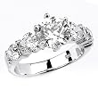 Lovely Solid Sterling Silver Cubic Zirconia Rhodium Plated Rings with Heart Shape Cubic Zirconia and Round Center Stone