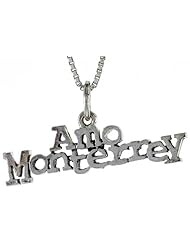 Sterling Silver AMO MONTERREY Word Necklace, w/ 18 inch Box Chain