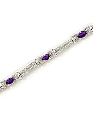 10kt Yellow Gold Oval Amethyst and Diamond Bracelet