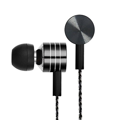 Headphones, In-Ear Bass Earphones with microphone Noise-isolating Sports Earbud wired 3.5mm Headset w/ Volume Control (Gift Wrapped) for Apple iPhone 6 6s, Samsung Galaxy S7, iPod, MP3 Player-Black
