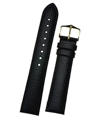 Hirsch Rainbow, Leather Watch Band, L , Black , Buckle, 18mm