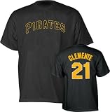 Majestic Pittsburgh Pirates #21 Roberto Clemente Gold Cooperstown Player T-shirt