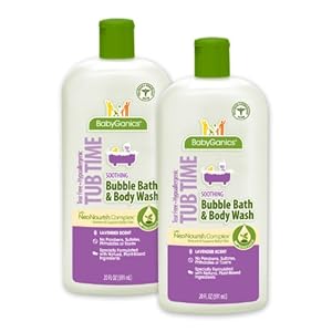 BabyGanics Tub Time Gentle Bubble Bath and Body Wash, Natural Lavender, 20 fl. oz.  (Pack of 2), Packaging May Vary