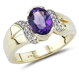 1.78ct Amethyst and Diamond Anniversary Band Ring 14K Yellow Gold