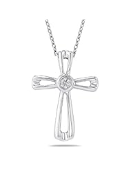 Sterling Silver Diamond Cross Pendant Necklace (0.06 CTTW, I-J Color, I2-I3 Clarity), 18"