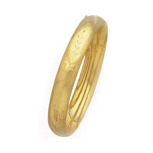 14K Yellow Gold Engraved Bangle - 10 MM