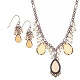 Amber Thoughts Teardrops Necklace Earrings Box Set