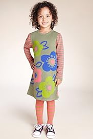 2 Piece Floral Striped Knitted Dress Tights Outfit