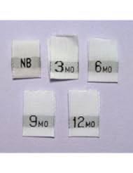 Mixed Infant Woven Size Labels (NB, 3mo, 6mo, 9mo & 12mo) Package of 100