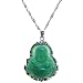 Green Jade & Sterling Silver Smiling Buddha Handmade Pendant Necklace