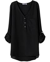 Najia Symbol Women Summer V Neck Sheer Chiffon Shirts Showomen-094