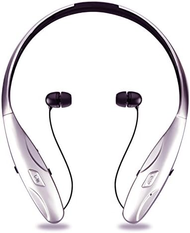 Duowo Bluetooth Headphone, Wireless Headset Sports with Mic Stereo Neckband Noise Cancelling Hand-free Retractable Earbuds For Iphone/Samsung/Sony/Ipad and Other Bluetooth Devices (Silver)