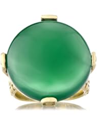 Celebrity Star Emitations Briars Genuine Green Onyx Cabochon Cocktail Ring - Gold Size 7