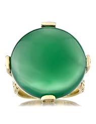 Celebrity Star Emitations Briars Genuine Green Onyx Cabochon Cocktail Ring - Gold Size 5