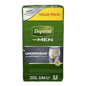 Depend Underwear for Men, Maximum Absorbency, Small Medium, 32-Count, Packaging May Vary