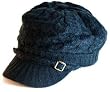 Black Knitted Newsboy Cab Driver Hat with side buckle