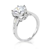 Bling Jewelry Sterling Silver 4 ct Crown CZ with Baguette Side Stone Engagement Ring (5-9)
