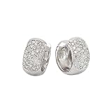14K White Gold 1 1/4 ct. Bead Set Diamond Huggie Earrings