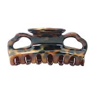 Caravan Rounded Teeth Hearty Opening Design Hair Claw With An Animal Print Design