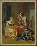 Bild mit Rahmen: Johann Georg Platzer, Dame und Herr beim Brettspiel, 56 x 71 - Holz Corum S: Gold Bild mit Rahmen: Johann Georg Platzer, Dame und Herr beim Brettspiel, 56 x 71 - Holz Corum S: Gold