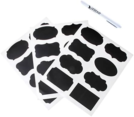 iLoveBBQ® Waterproof Rectangle Chalkboard Label Stickers 24PCS with Liquid Chalk Marker DIY Reusable Custom Blackboard Wall Stickers for Labeling Jars Glasses